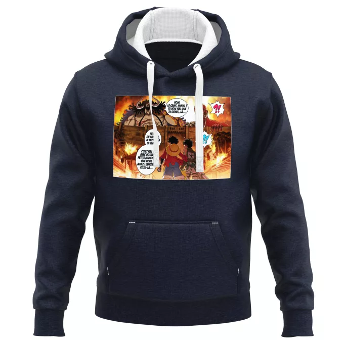 Sweat-shirts à Capuche PREMIUM Parodie One Piece Un Combat titanesque... - Luffy Vs Kaido aka Eren, le Titan Colossal