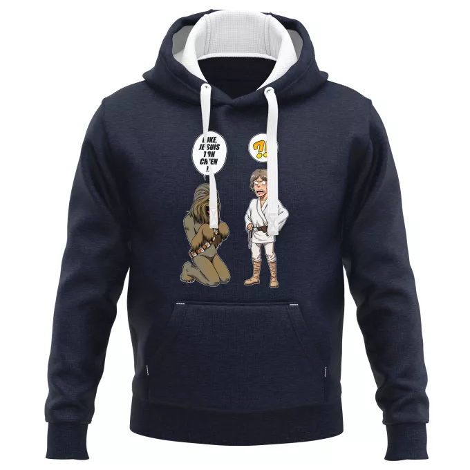Sweat-shirts à Capuche PREMIUM Parodie Star Wars Luke, je suis ton chien (Epoque 1ère Trilogie) - Luke Skywalker, Chewbacca