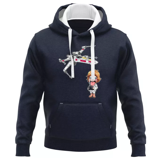 PREMIUM Kaptische sweatshirts Parodie Star Wars Cartoon SD Luke Skywalker en X-Wing Mini Drone