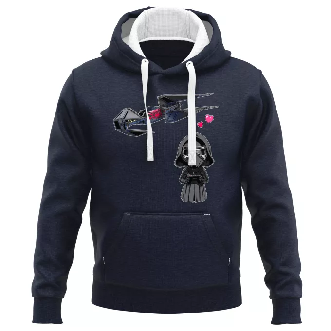 Tröjor PREMIUM med huva Parodi Stjärnornas krig Tecknad SD Kylo Ren och TIE Silence Mini Drone