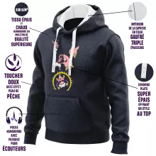 Dragon Ball Super Parody PREMIUM Navy Blue Hooded Sweatshirts - Majin Buu, Patrick Star and Aladdin (Funny Dragon Ball Super Parody - PREMIUM Quality Hoodie - Ref : 1111)