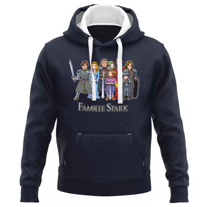 Sweat-shirts à Capuche PREMIUM Parodie Game of Thrones The Stark Family (Avec Robert Downey Jr dans le rôle de Tony) - Eddard, Catelyn, Robb, Sansa, Arya, Brian, Rickon, Tony Stark (Robert Downey Jr dans le rôle de Tony)