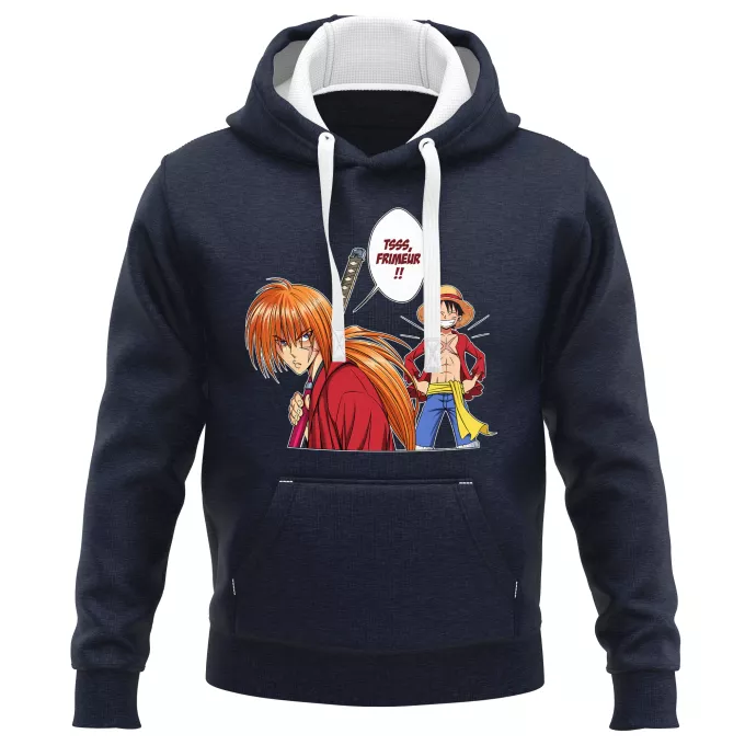 Sweat-shirts à Capuche PREMIUM Parodie One Piece L'élève dépasse le Maître... - Kenshin, Luffy, Kenshin Himura, Rurouni Kenshin, Monkey D Luffy, Mugiwara no Luffy