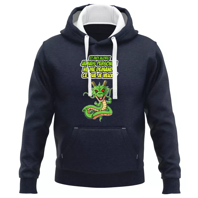 Sweat-shirts à Capuche PREMIUM Parodie Dragon Ball Z - DBZ Jamais personne me demande ce que je veux - Shenron