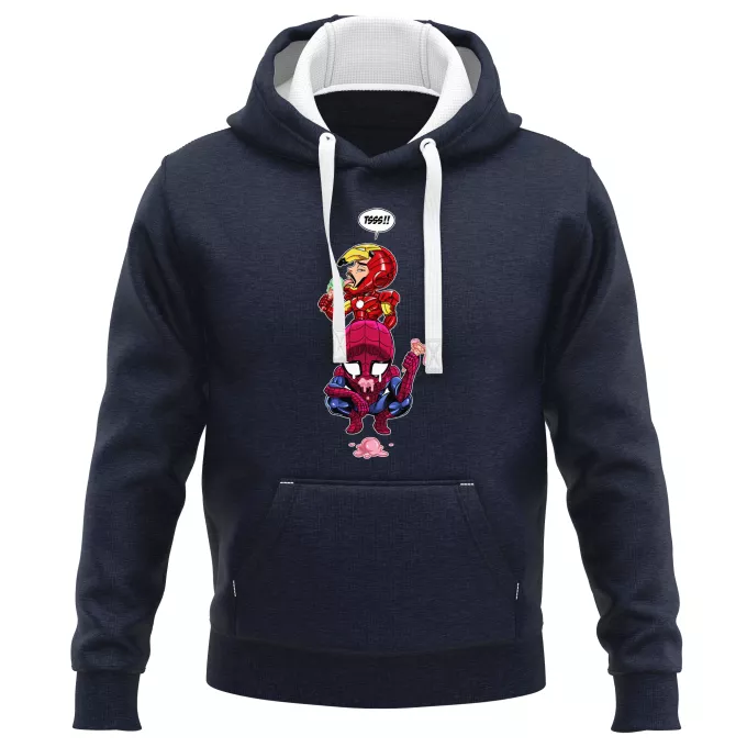 Tröjor PREMIUM med huva Parodi Iron Man - Järnmannen Spider-Man och Iron Man - Spider-Man aka Peter Parker, Iron Man aka Tony Stark