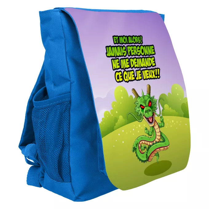 Sac à dos Enfant de 3 à 6 ans (Cartable) Parodie Dragon Ball Z - DBZ Jamais personne me demande ce que je veux - Shenron