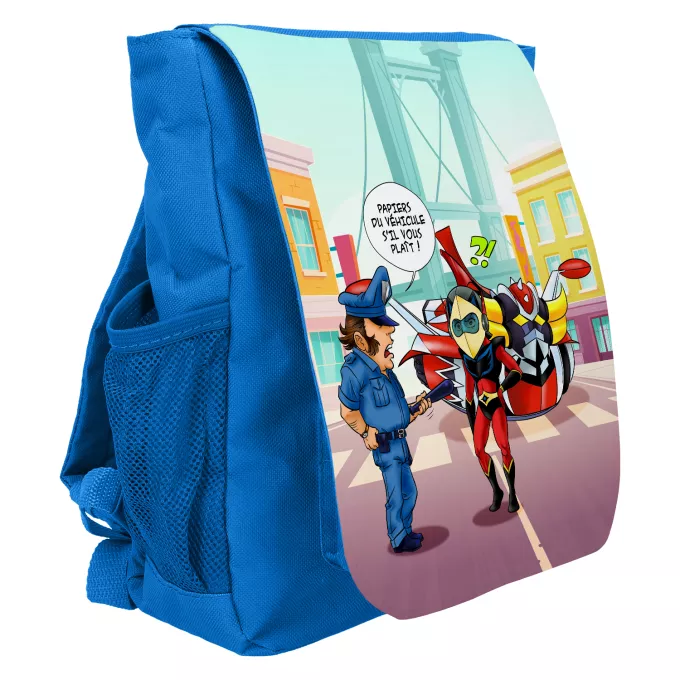 Sac à dos Enfant de 3 à 6 ans (Cartable) Parodie Goldorak Papiers du véhicule s'il vous plaît ! - Actarus