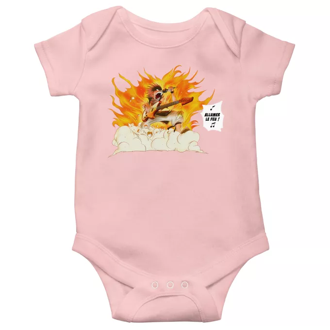Body bébé manches courtes (Filles) Parodie Fairy Tail Allumer le Feu !! - Natsu