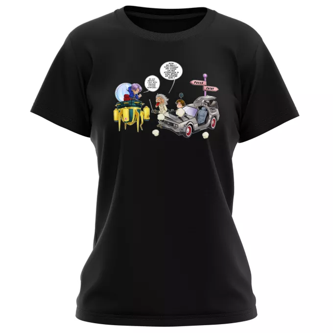 T-shirts Femmes Parodie Dragon Ball Z - DBZ Collision dans les Couloirs du Temps ! - Trunks Vs Doc, Marty Macfly
