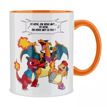 Mug Dracaufeu « Ce soir, on vous met le Feu ! » – Parodie Pokémon