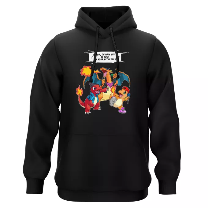Sweat-shirts à Capuche Parodie Pokémon Ce soir, on vous met le Feu ! - Dracaufeu, Reptincel, Salamèche