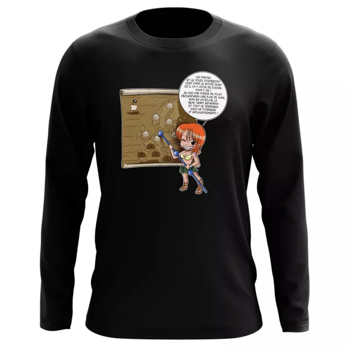 T-Shirts manches longues Parodie One Piece Les prévisions de Météo Pirate pour le prochain épisode ! - Nami