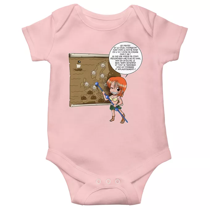 Body bébé manches courtes (Filles) Parodie One Piece Les prévisions de Météo Pirate pour le prochain épisode ! - Nami