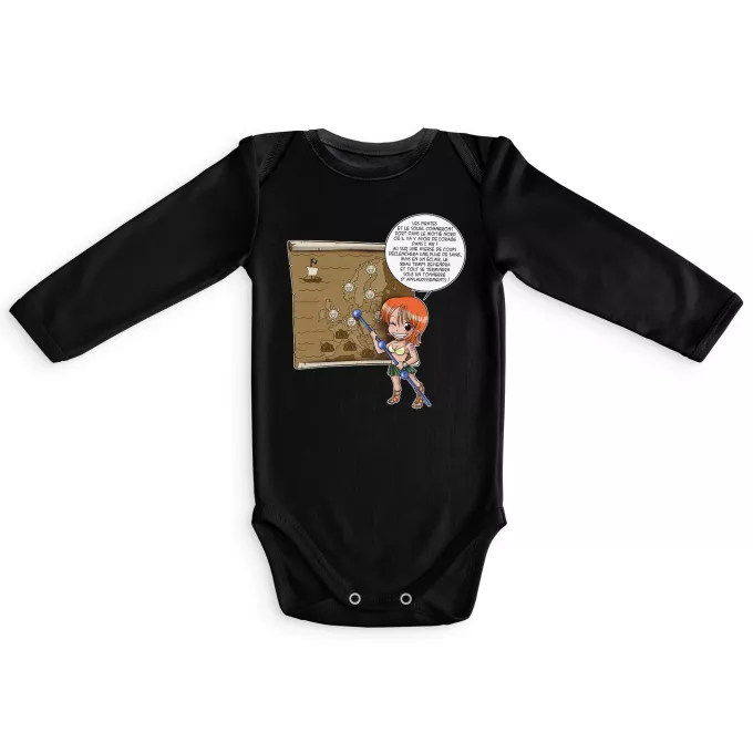 Body bébé manches longues Parodie One Piece Les prévisions de Météo Pirate pour le prochain épisode ! - Nami