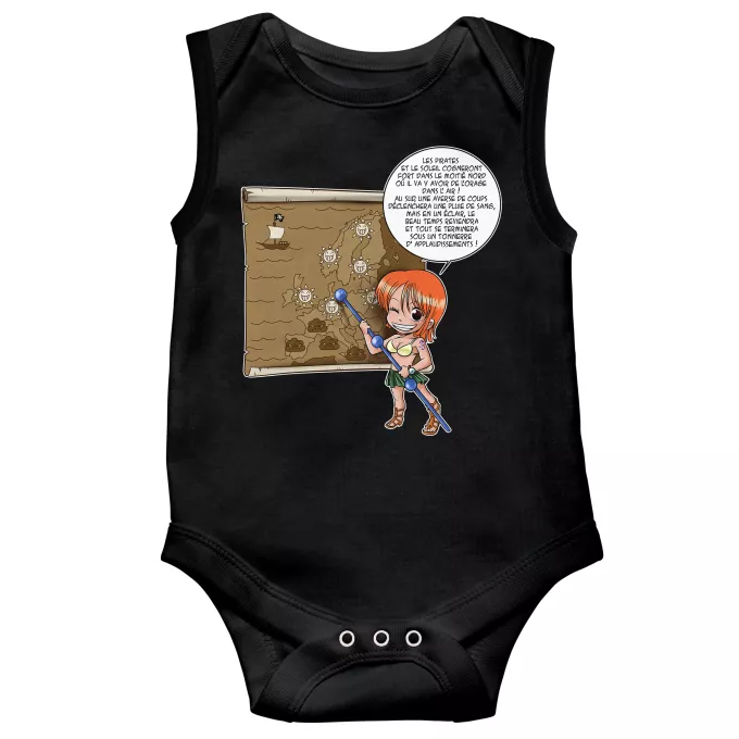 Body bébé sans manches Parodie One Piece Les prévisions de Météo Pirate pour le prochain épisode ! - Nami