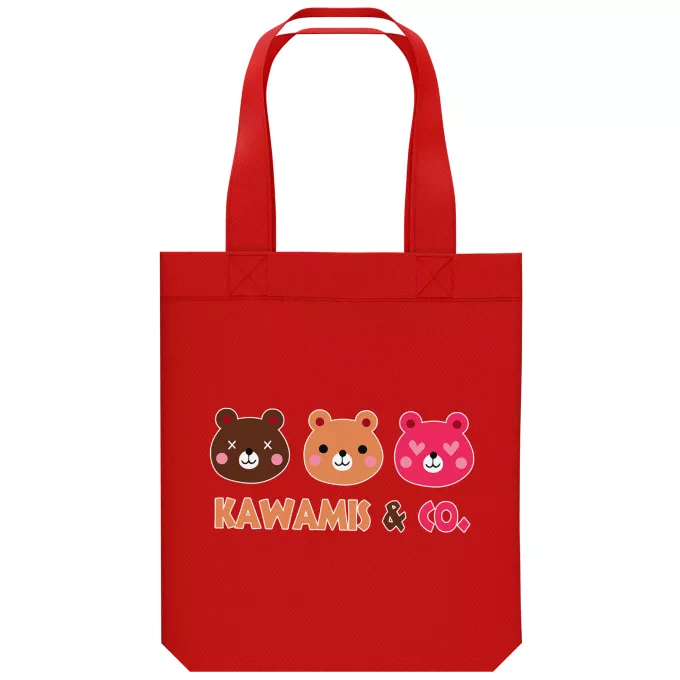 Sac Tote Bag en coton Bio Parodie Kawaii Kao Kawamis and Co. Vol.1 (Pinky, Browny et Caramel) !