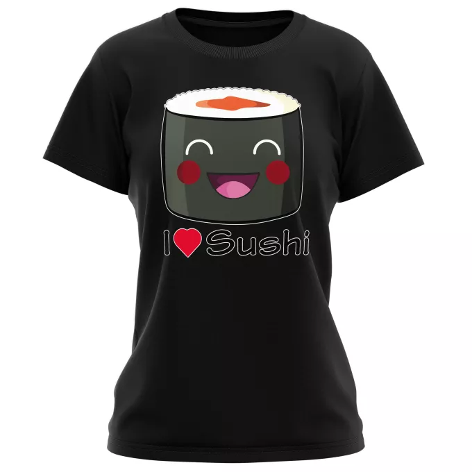 T-shirts Femmes Parodie Japon Culture I Love Sushi !