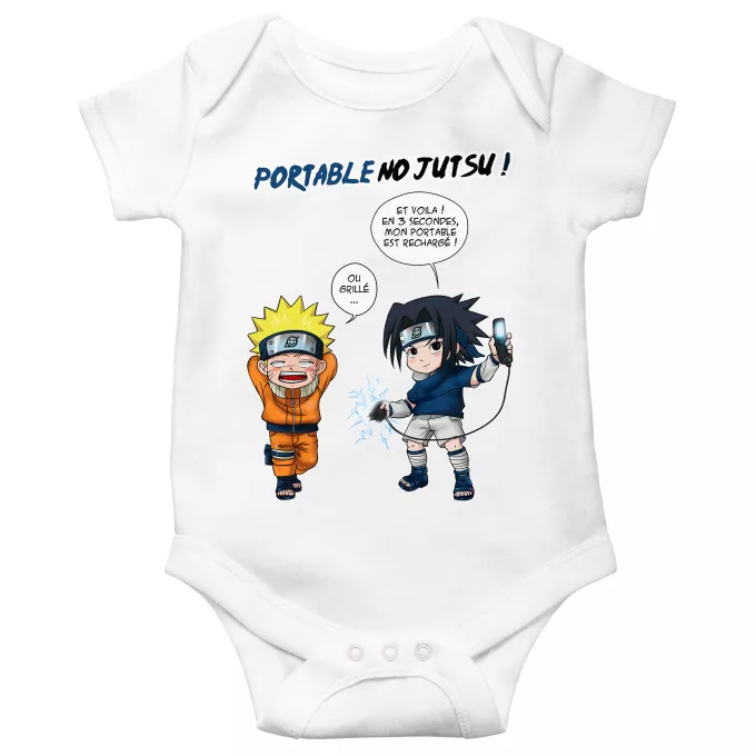 Body bébé manches courtes Parodie Naruto Portable No Jutsu ! - Sasuke