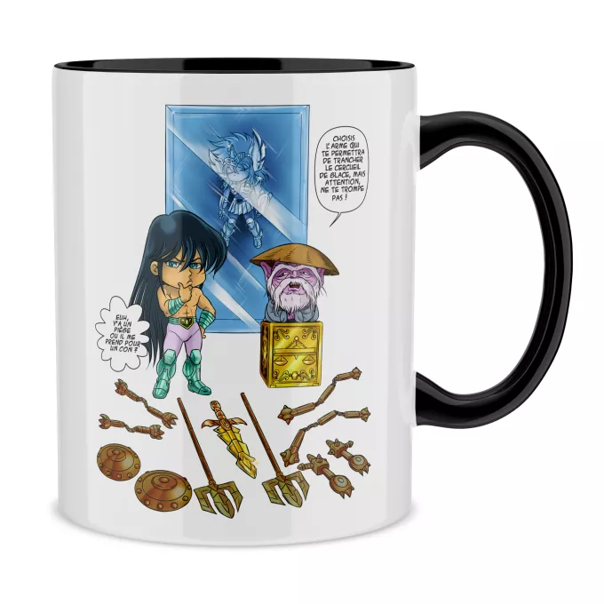 Mugs Parodie Saint Seiya Un choix très difficile... - Shiryu du Dragon, Dohko chevalier d'or de la Balance