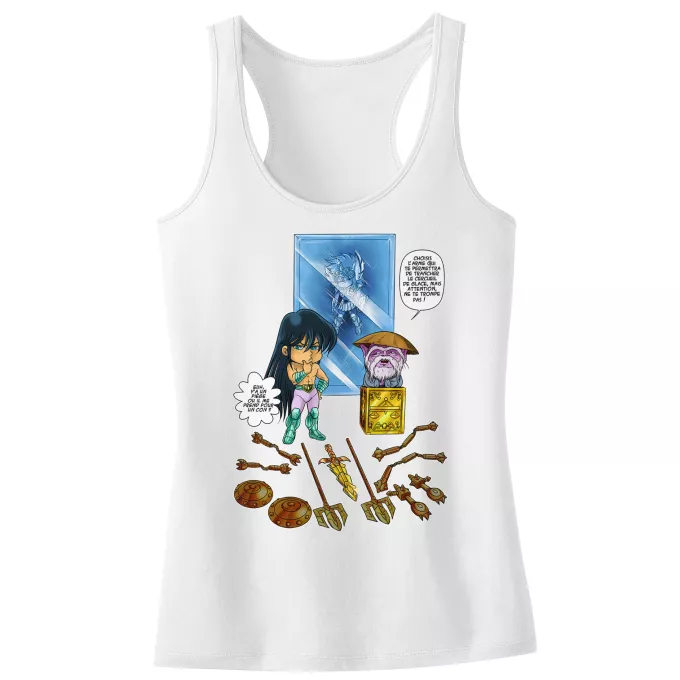 Débardeur Enfant Fille Parodie Saint Seiya Un choix très difficile... - Shiryu du Dragon, Dohko chevalier d'or de la Balance