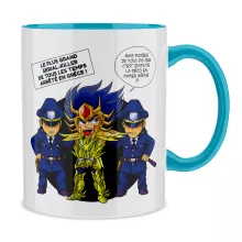Mug Death Mask « L'affaire D.S.Mask ( Il affichait le visage de ses victimes sur les murs de son temple...) » – Parodie Saint Seiya