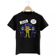 T-shirt Enfant Death Mask « L'affaire D.S.Mask ( Il affichait le visage de ses victimes sur les murs de son temple...) » – Parodie Saint Seiya