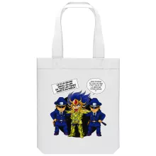 totebag Death Mask « L'affaire D.S.Mask ( Il affichait le visage de ses victimes sur les murs de son temple...) » – Parodie Saint Seiya