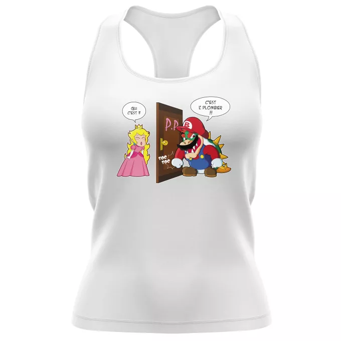 Débardeur Femme Parodie Super Mario C'est l'plombier ! - Bowser, Princesse Peach