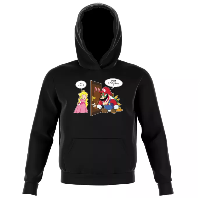 Sweat-shirts à Capuche Enfant Parodie Super Mario C'est l'plombier ! - Bowser, Princesse Peach