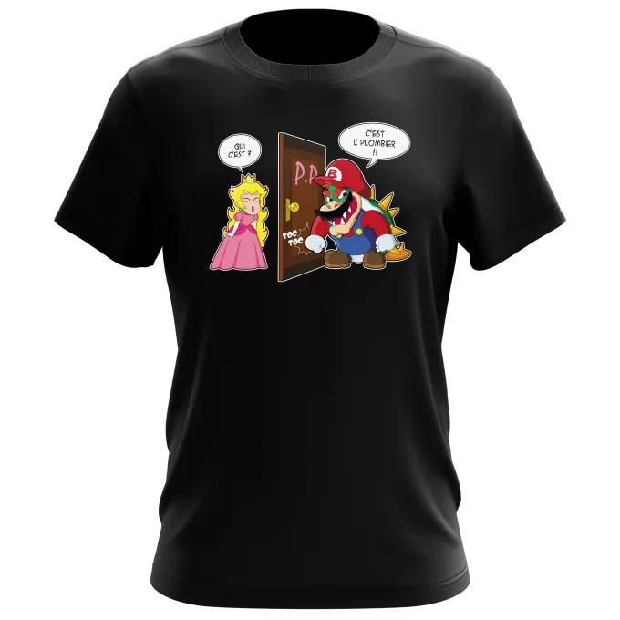 T-shirts Hommes Parodie Super Mario C'est l'plombier ! - Bowser, Princesse Peach