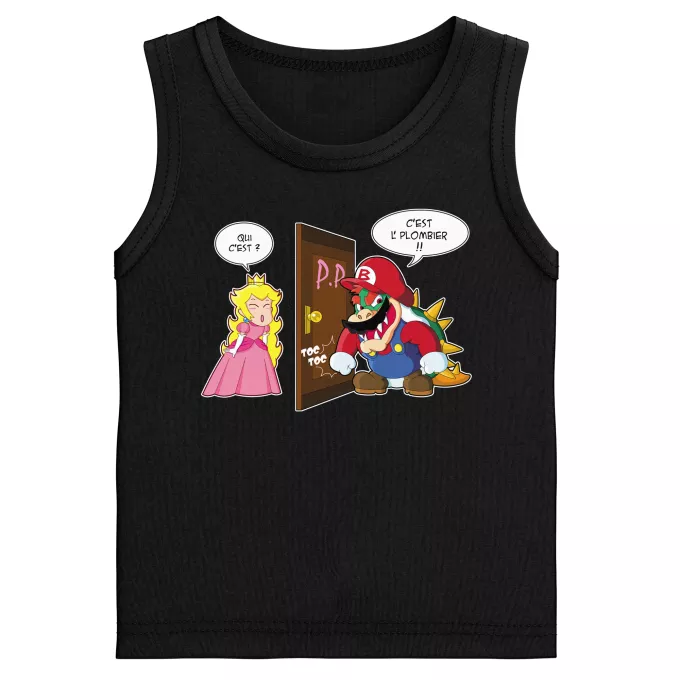 Débardeurs Enfants Garçons Parodie Super Mario C'est l'plombier ! - Bowser, Princesse Peach