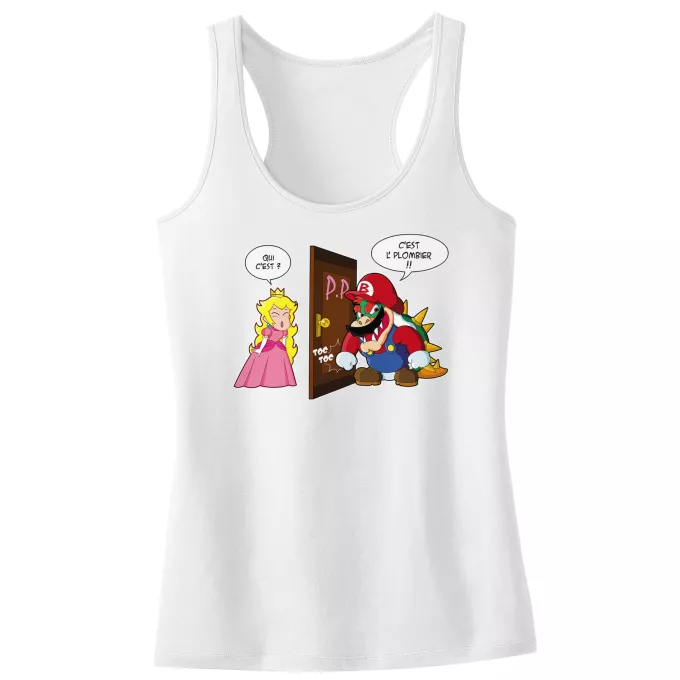 Débardeur Enfant Fille Parodie Super Mario C'est l'plombier ! - Bowser, Princesse Peach