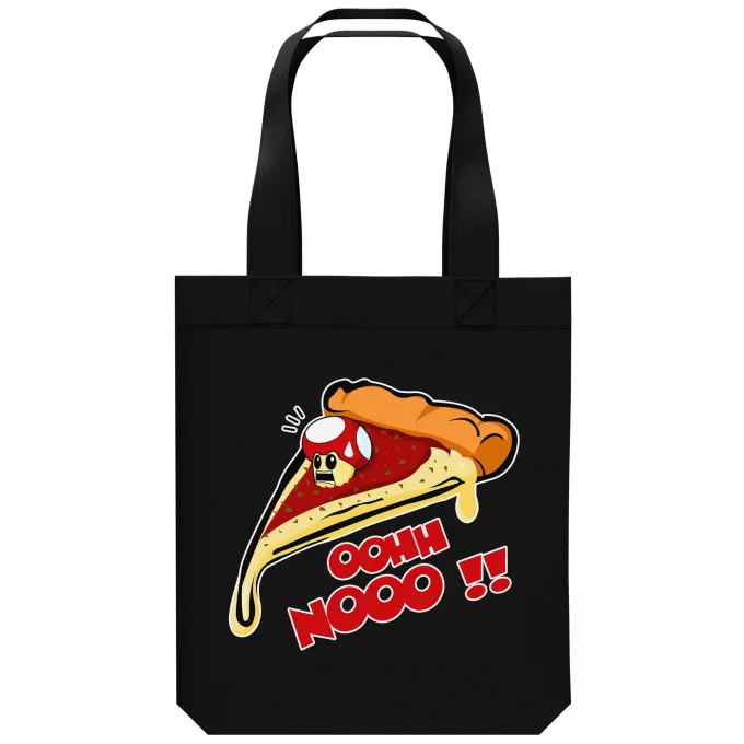 Sac Tote Bag en coton Bio Parodie Super Mario Pizza aux Champignons ! - Toad