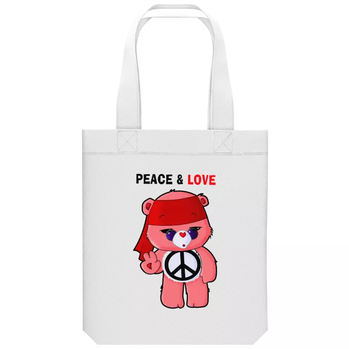 biologisch katoenen draagtas (Tote Bag) Parodie De Care Bears De Care Bears - Peace and Love