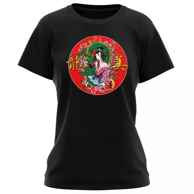 T-shirts Femmes Parodie Japon Culture La Geisha et le Dragon (Ryumi) !