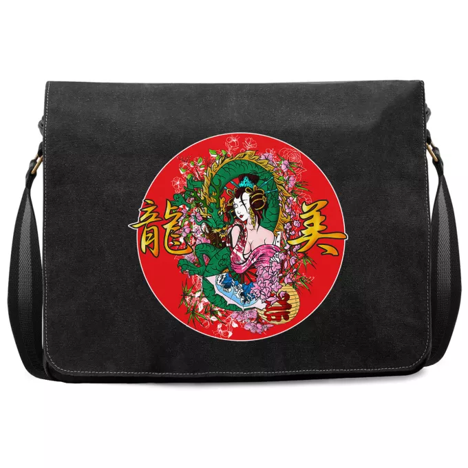 Sac à Bandoulière Premium Parodie Japon Culture La Geisha et le Dragon (Ryumi) !