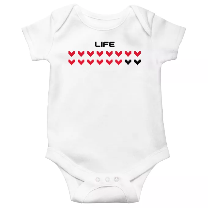 Korte mouwen Babyromper Parodie Pixel Videospelletjes Life Pixel Design