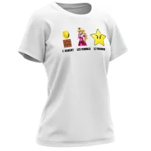 T-shirt Femme Princesse Peach « Argent, Femmes et Pouvoir ! » – Parodie Super Mario
