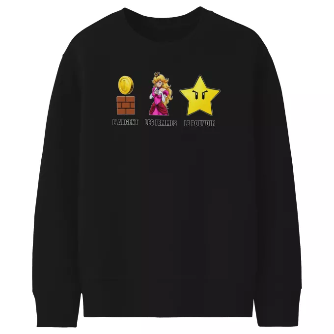 Pulls Enfants Parodie Super Mario Argent, Femmes et Pouvoir ! - Princesse Peach, l'étoile d'invincibilité