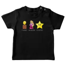 T-shirt bébé Princesse Peach « Argent, Femmes et Pouvoir ! » – Parodie Super Mario