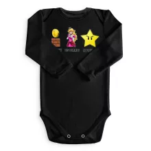 Body bébé manches longues Princesse Peach « Argent, Femmes et Pouvoir ! » – Parodie Super Mario
