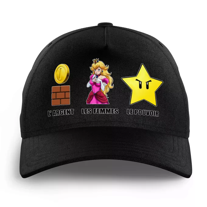 Casquettes Enfants Parodie Super Mario Argent, Femmes et Pouvoir ! - Princesse Peach, l'étoile d'invincibilité