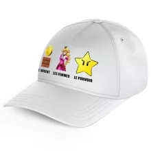 Casquette Enfant Princesse Peach « Argent, Femmes et Pouvoir ! » – Parodie Super Mario