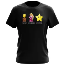 T-shirt Princesse Peach « Argent, Femmes et Pouvoir ! » – Parodie Super Mario