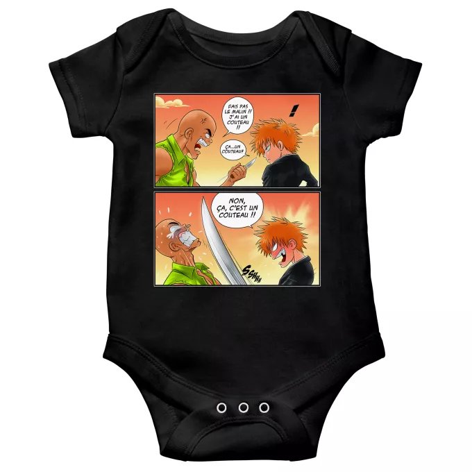 Body bébé manches courtes Parodie Bleach Non, ça c'est un couteau ! - Ichigo Kurosaki