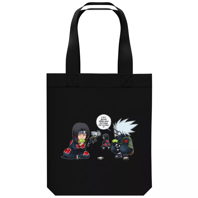 Sac Tote Bag en coton Bio Parodie Naruto Combat de Ninjas ! - Kakashi, Itachi