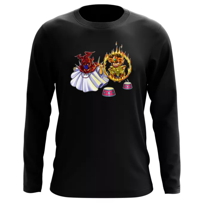 Lange Mouwen T-Shirts Parodie Saint Seiya Pegasus Seiya, Aiolia Leo en Grote Paus