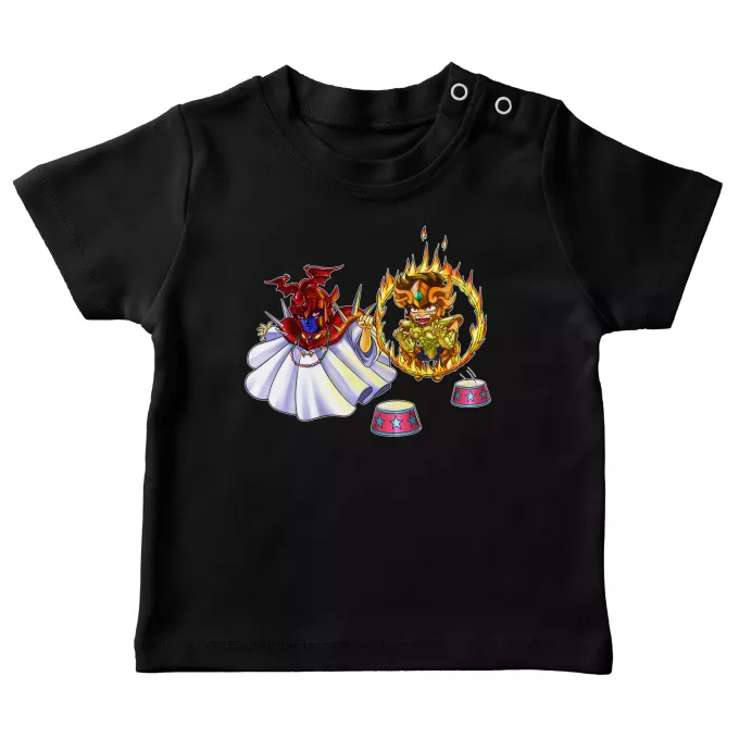 Baby T-shirts Parodie Saint Seiya Pegasus Seiya, Aiolia Leo en Grote Paus