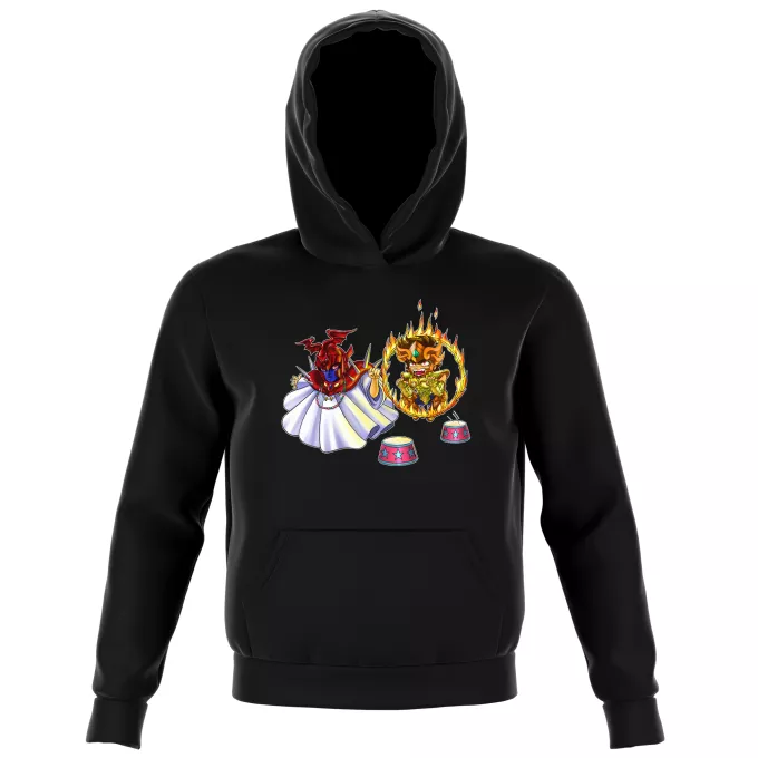Kaptische sweatshirts voor kinderen Parodie Saint Seiya Pegasus Seiya, Aiolia Leo en Grote Paus
