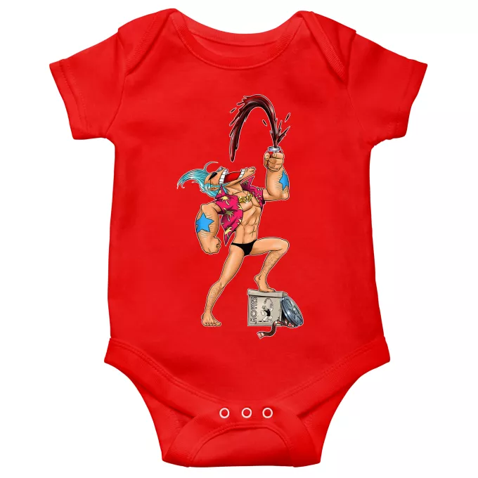Body baby korta ärmar Parodi One Piece Franky och Karl-Alfred